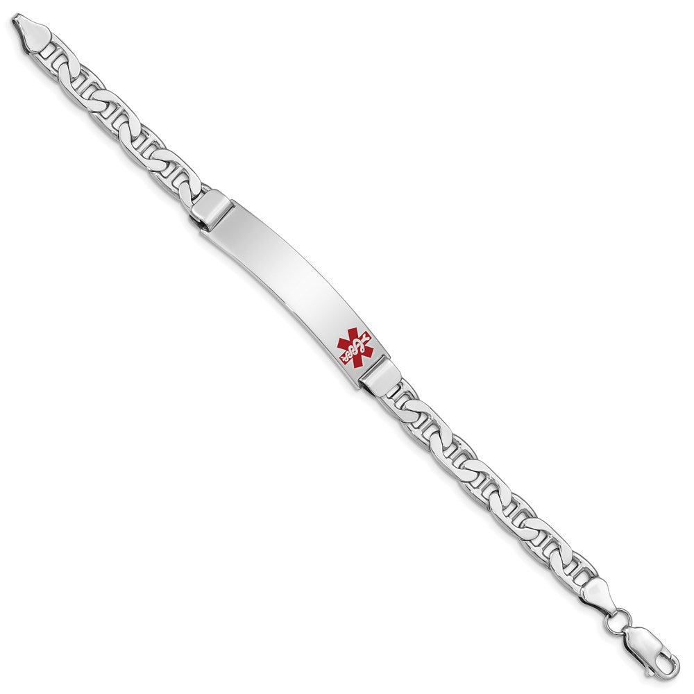 Sterling Silver Rhodium-plated Medical ID Anchor Link Bracelet