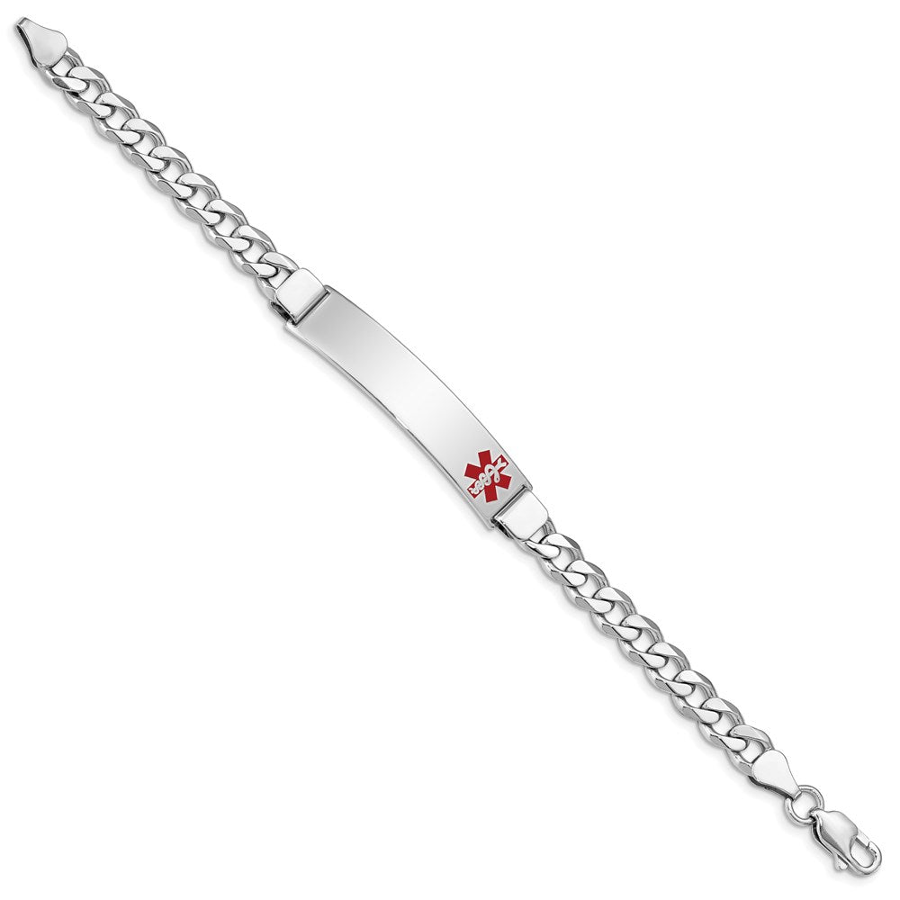 Sterling Silver Rhodium-plated Medical ID Curb Link Bracelet