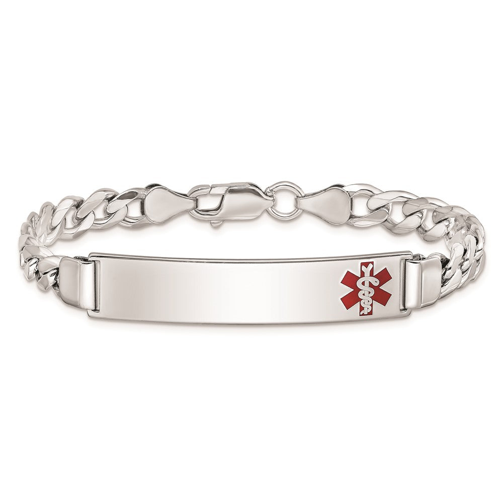 Sterling Silver Rhodium-plated Medical ID Curb Link Bracelet