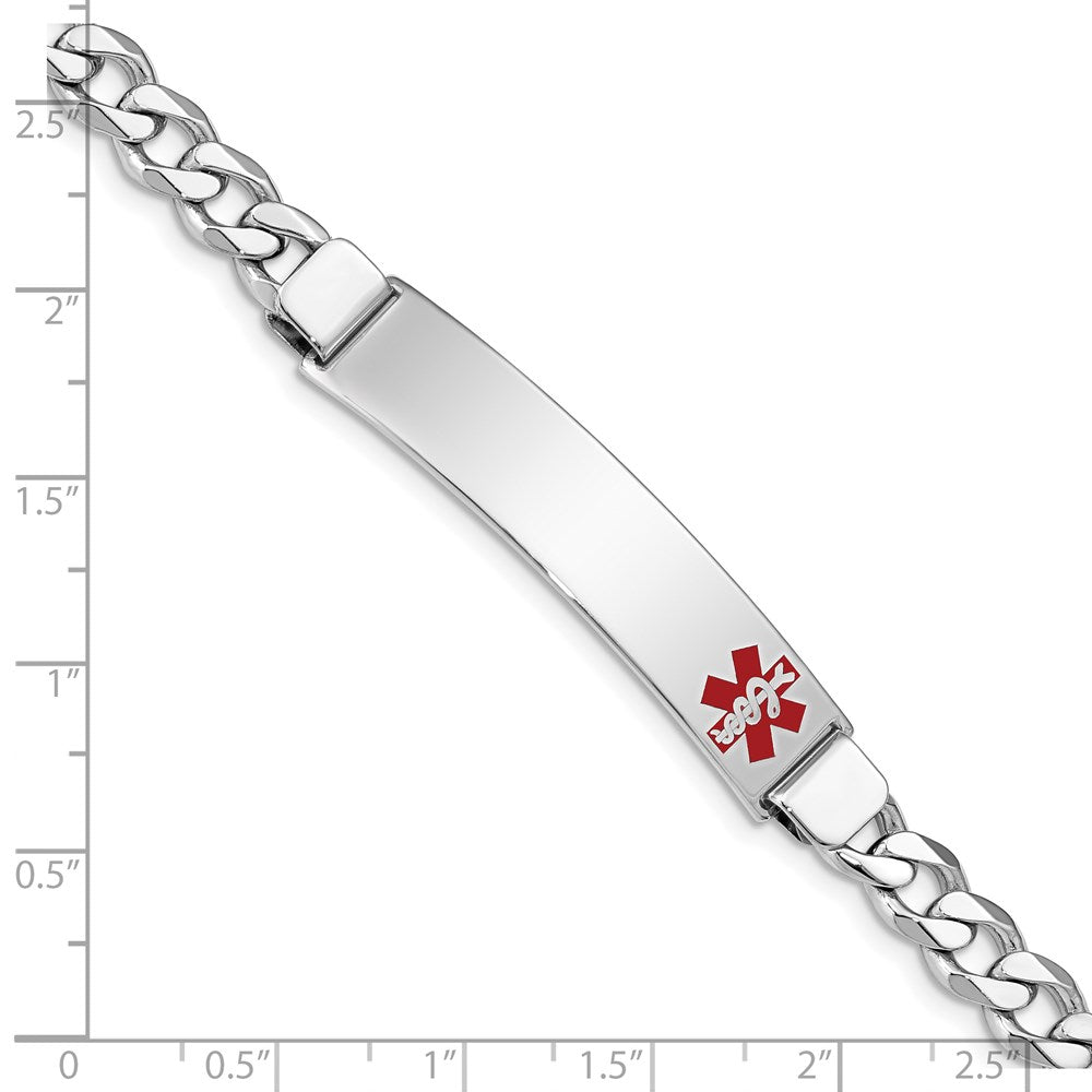 Sterling Silver Rhodium-plated Medical ID Curb Link Bracelet