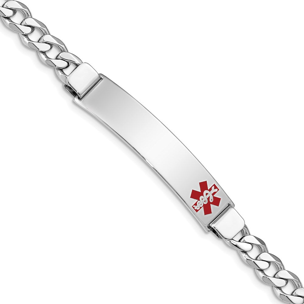 Sterling Silver Rhodium-plated Medical ID Curb Link Bracelet