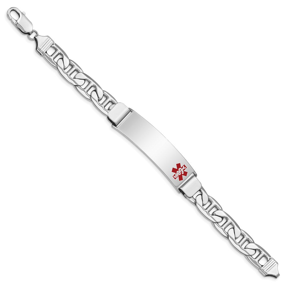 Sterling Silver Rhodium-plated Medical ID Anchor Link Bracelet