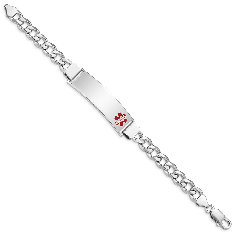 Sterling Silver Rhodium-plated Medical ID Curb Link Bracelet