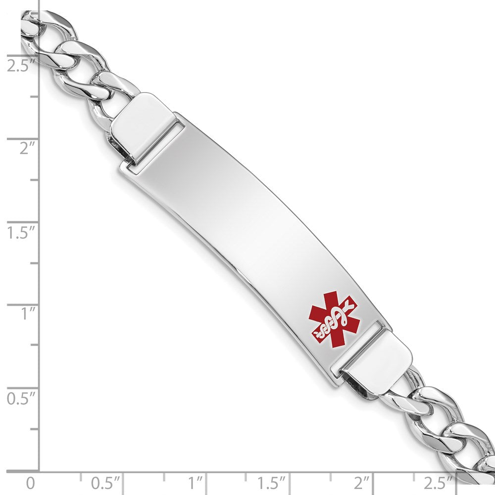 Sterling Silver Rhodium-plated Medical ID Curb Link Bracelet