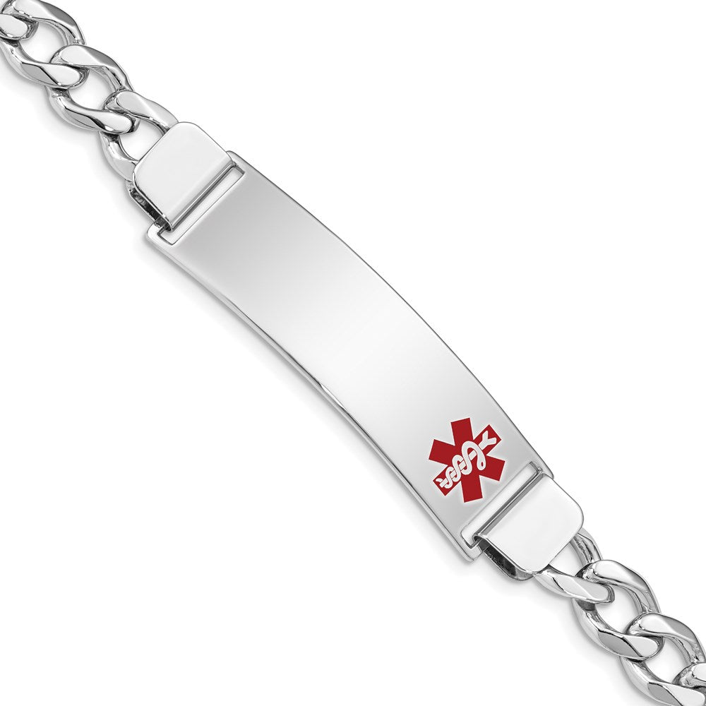 Sterling Silver Rhodium-plated Medical ID Curb Link Bracelet