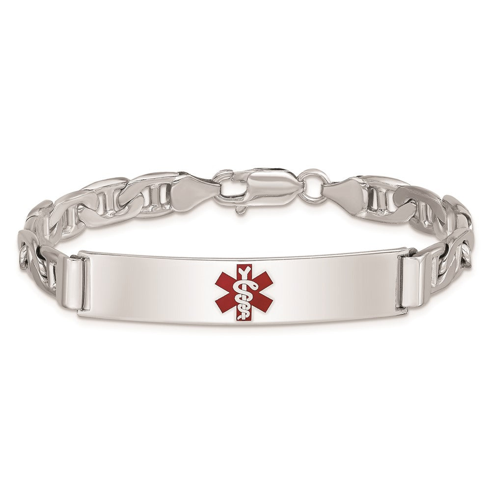 Sterling Silver Rhodium-plated Medical ID Anchor Link Bracelet