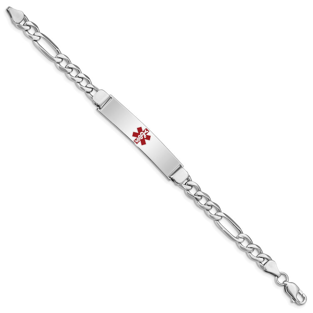 Sterling Silver Rhodium-plated Medical ID Figaro Link Bracelet