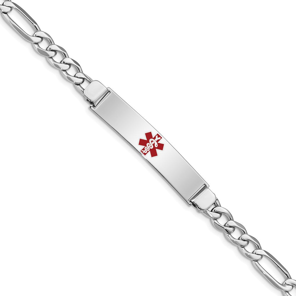 Sterling Silver Rhodium-plated Medical ID Figaro Link Bracelet