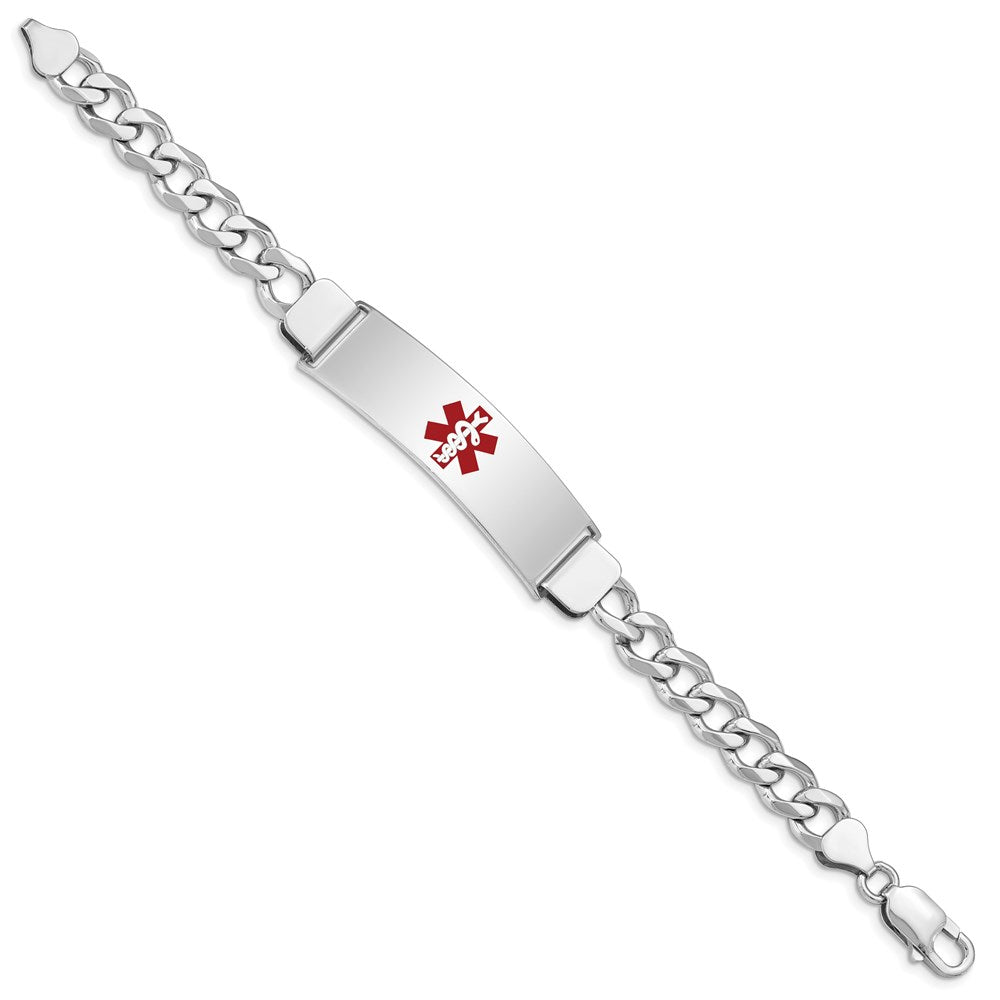 Sterling Silver Rhodium-plated Medical ID Curb Link Bracelet