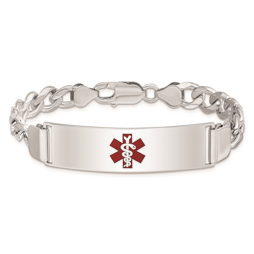 Sterling Silver Rhodium-plated Medical ID Curb Link Bracelet