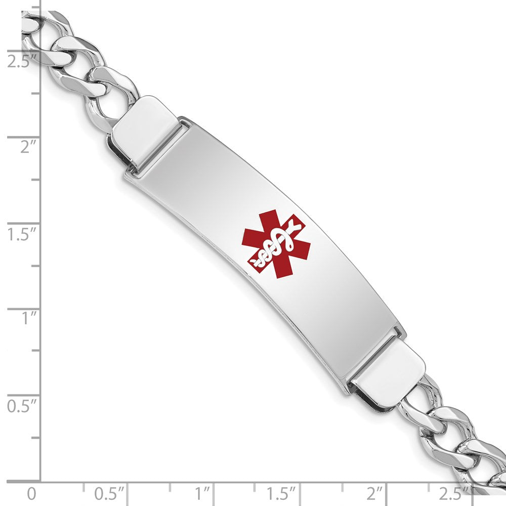 Sterling Silver Rhodium-plated Medical ID Curb Link Bracelet