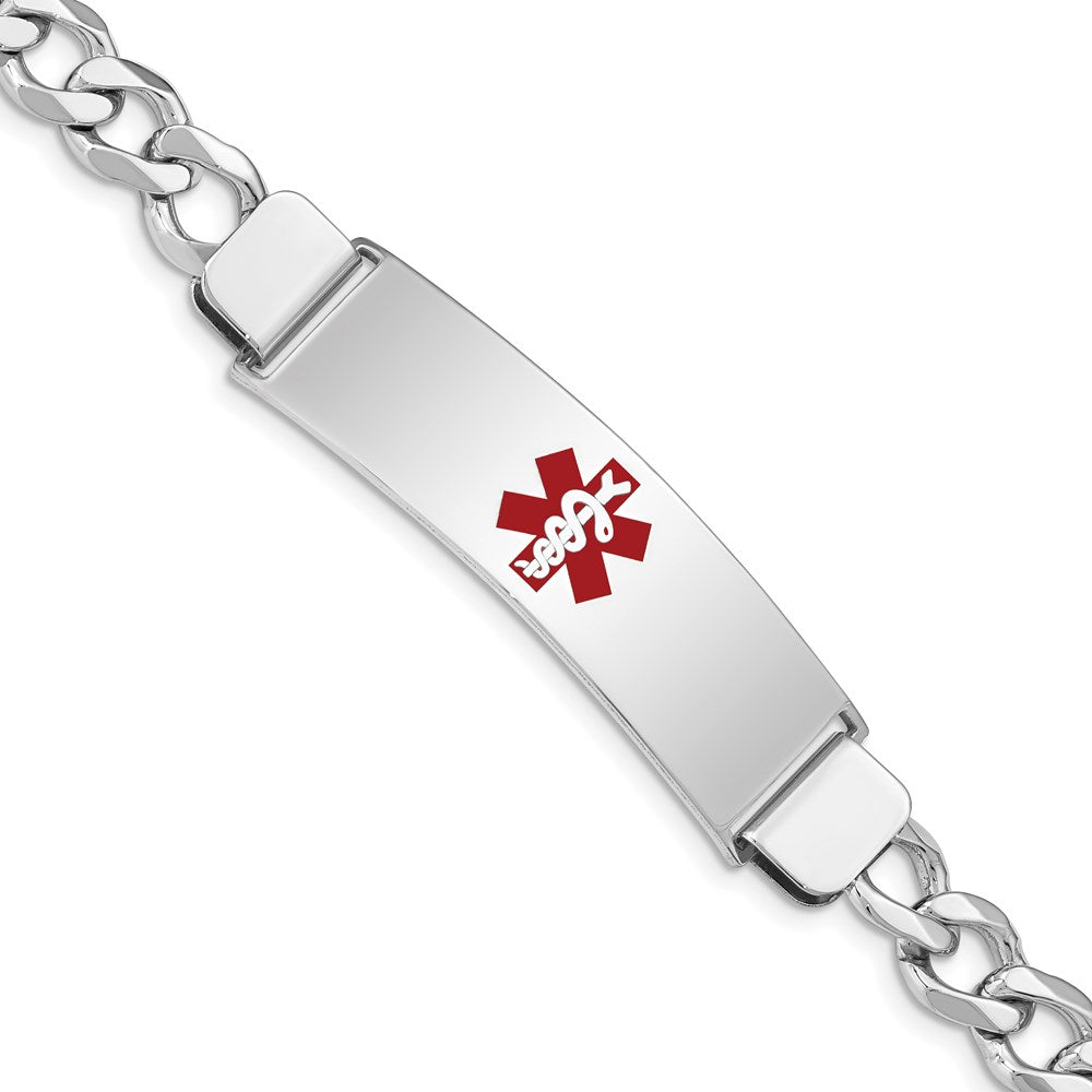 Sterling Silver Rhodium-plated Medical ID Curb Link Bracelet