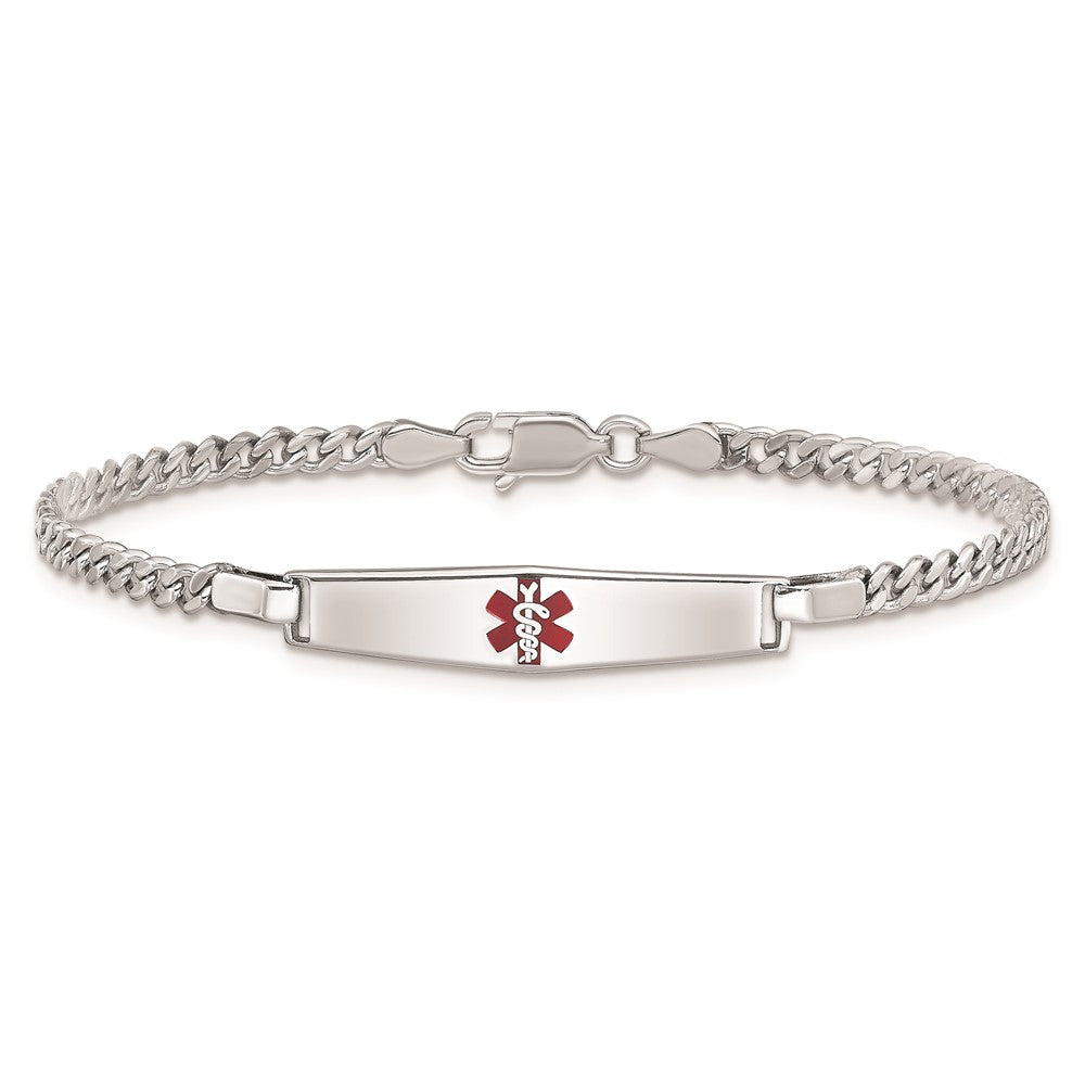 Sterling Silver Rhodium-plated Medical ID Curb Link Bracelet