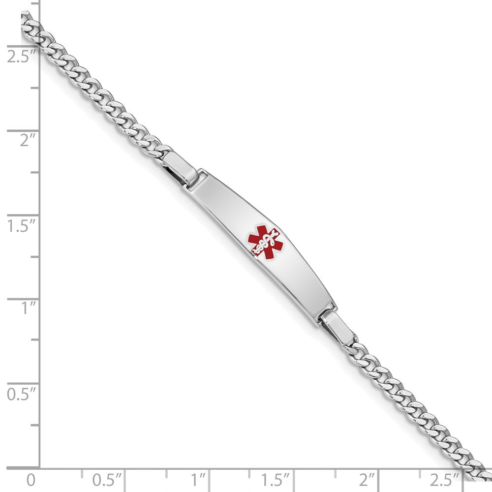 Sterling Silver Rhodium-plated Medical ID Curb Link Bracelet