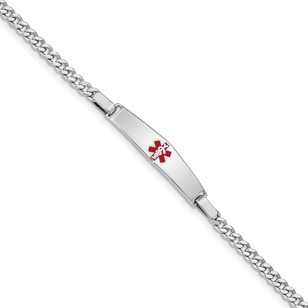 Sterling Silver Rhodium-plated Medical ID Curb Link Bracelet