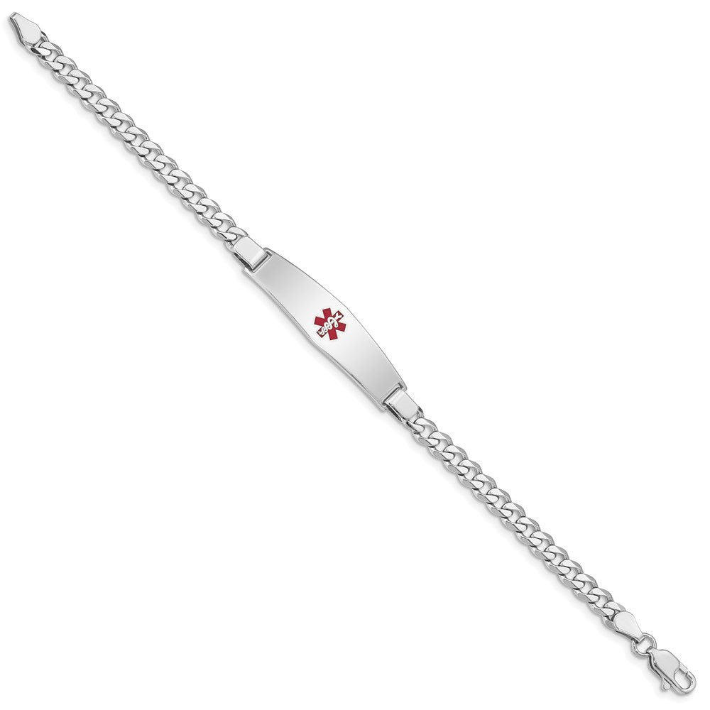 Sterling Silver Rhodium-plated Medical ID Curb Link Bracelet