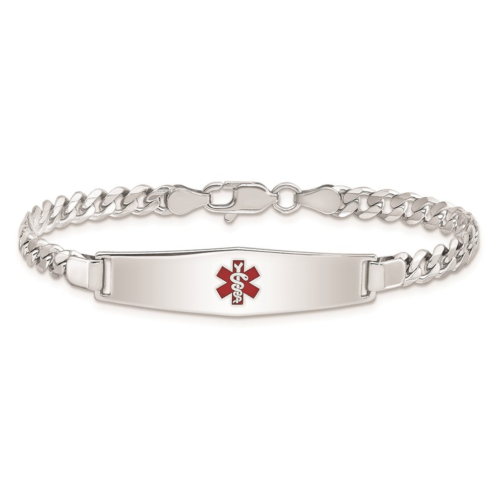 Sterling Silver Rhodium-plated Medical ID Curb Link Bracelet