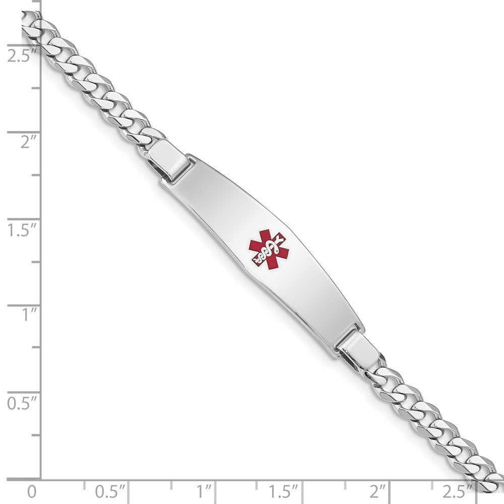 Sterling Silver Rhodium-plated Medical ID Curb Link Bracelet