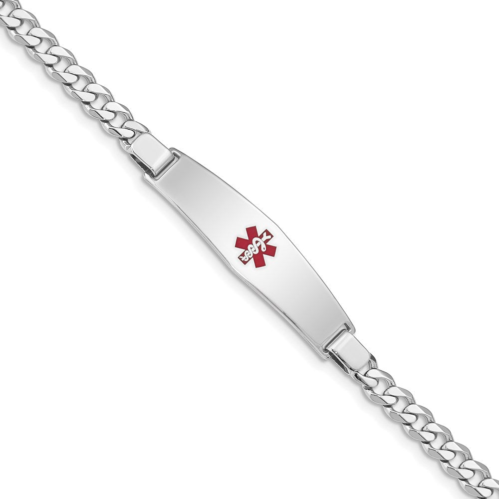 Sterling Silver Rhodium-plated Medical ID Curb Link Bracelet