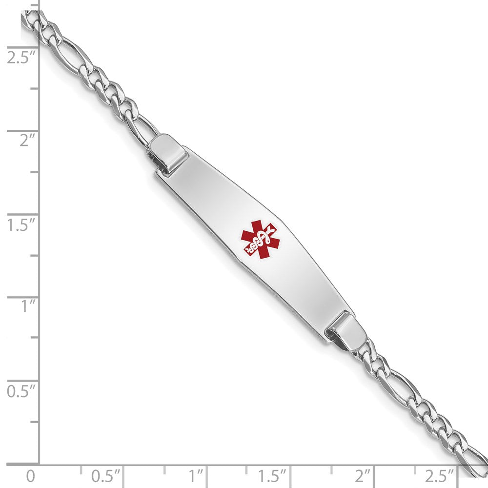 Sterling Silver Rhodium-plated Medical ID Figaro Link Bracelet