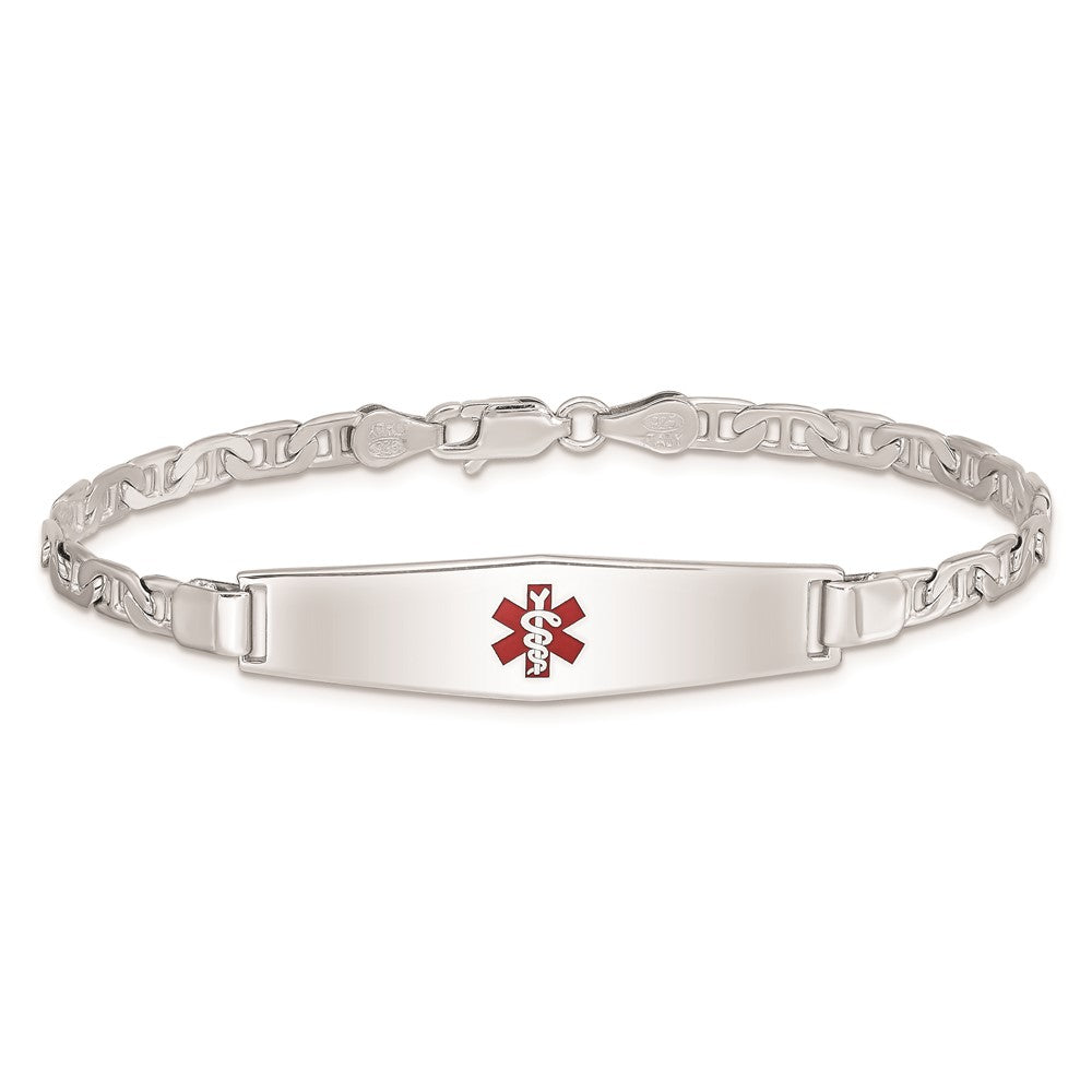 Sterling Silver Rhodium-plated Medical ID Anchor Link Bracelet