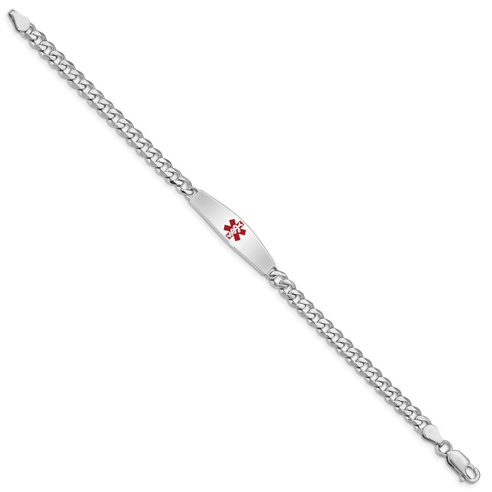 Sterling Silver Rhodium-plated Medical ID Bracelet w/Curb Link