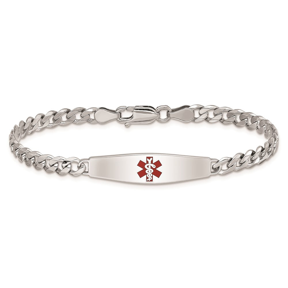 Sterling Silver Rhodium-plated Medical ID Bracelet w/Curb Link