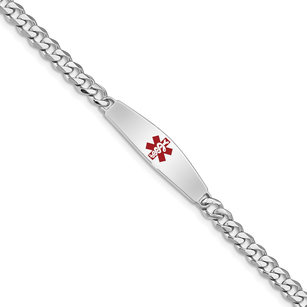 Sterling Silver Rhodium-plated Medical ID Bracelet w/Curb Link