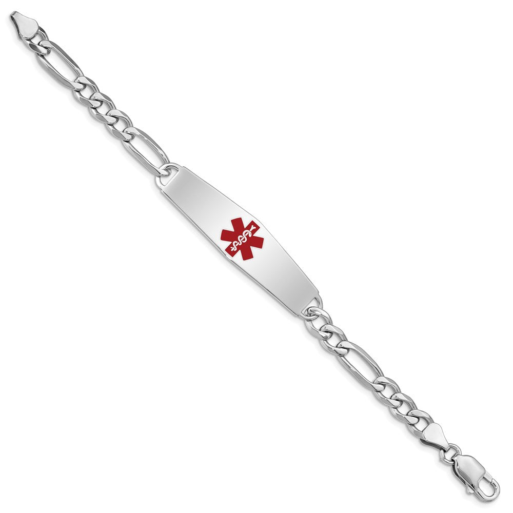 Sterling Silver Rhodium-plated Medical ID Figaro Link Bracelet