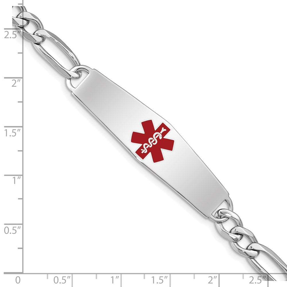 Sterling Silver Rhodium-plated Medical ID Figaro Link Bracelet