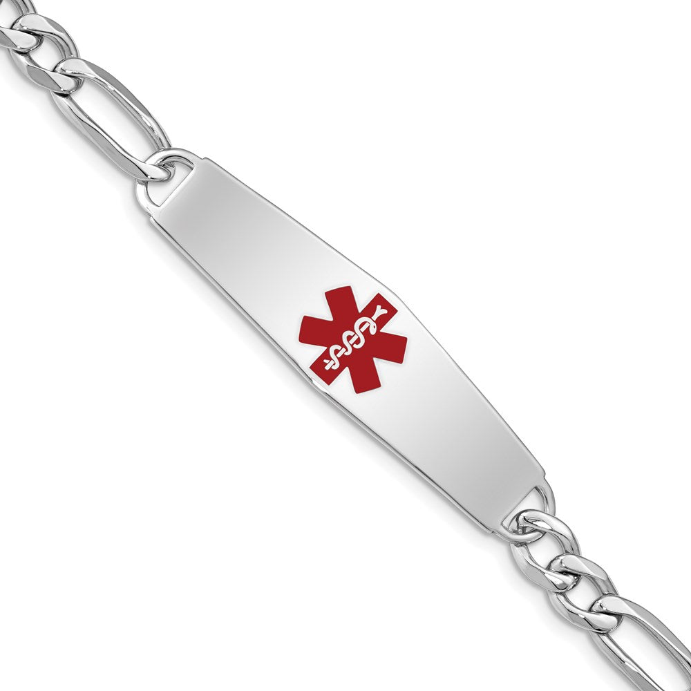 Sterling Silver Rhodium-plated Medical ID Figaro Link Bracelet