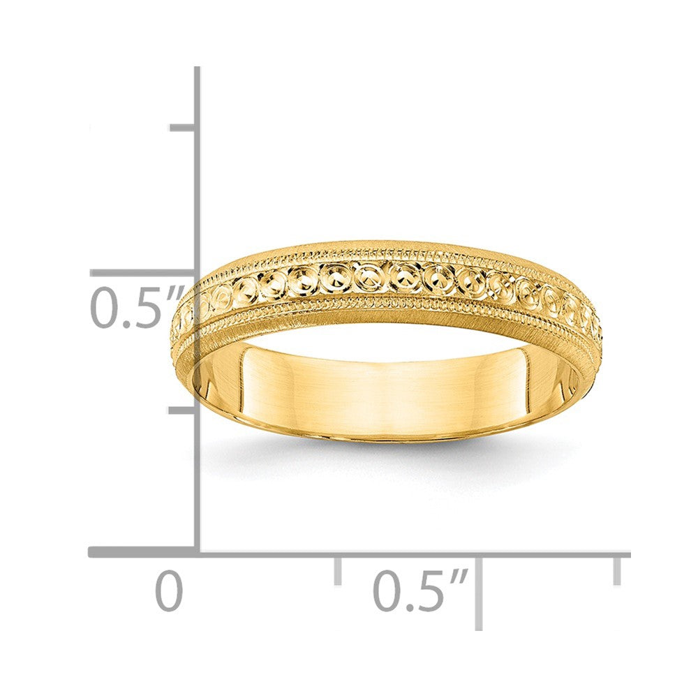 14k 3mm Design Etched Wedding Band Size 7.5