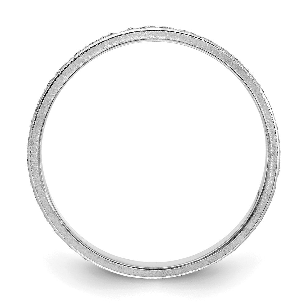 14k White Gold 3.75mm Design Etched Wedding Band Size 5.5