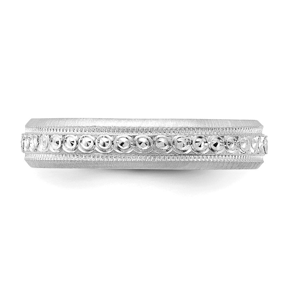 14k White Gold 3.75mm Design Etched Wedding Band Size 5.5