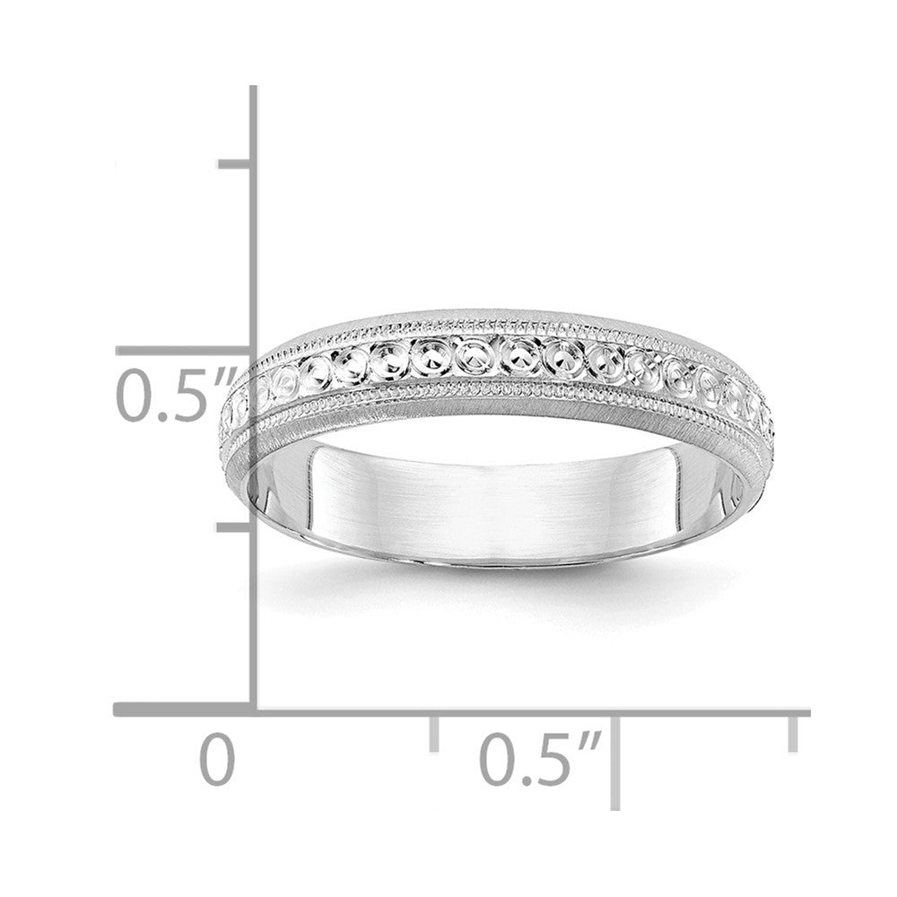 14k White Gold 3.75mm Design Etched Wedding Band Size 5.5