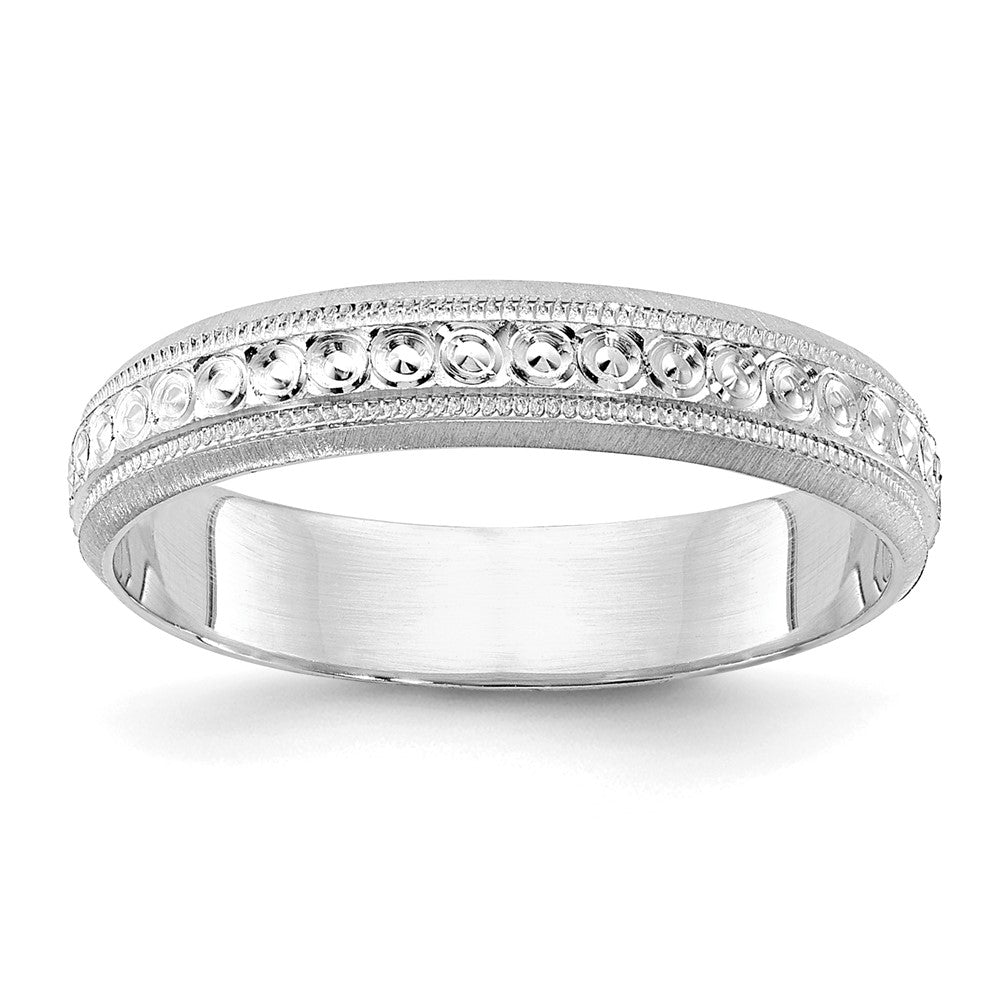 14k White Gold 3.75mm Design Etched Wedding Band Size 5.5