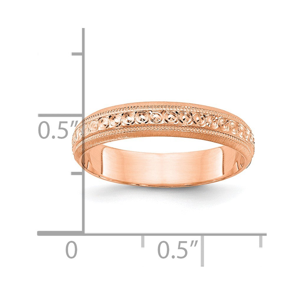 14k Rose Gold 3mm Design Etched Wedding Band Size 6