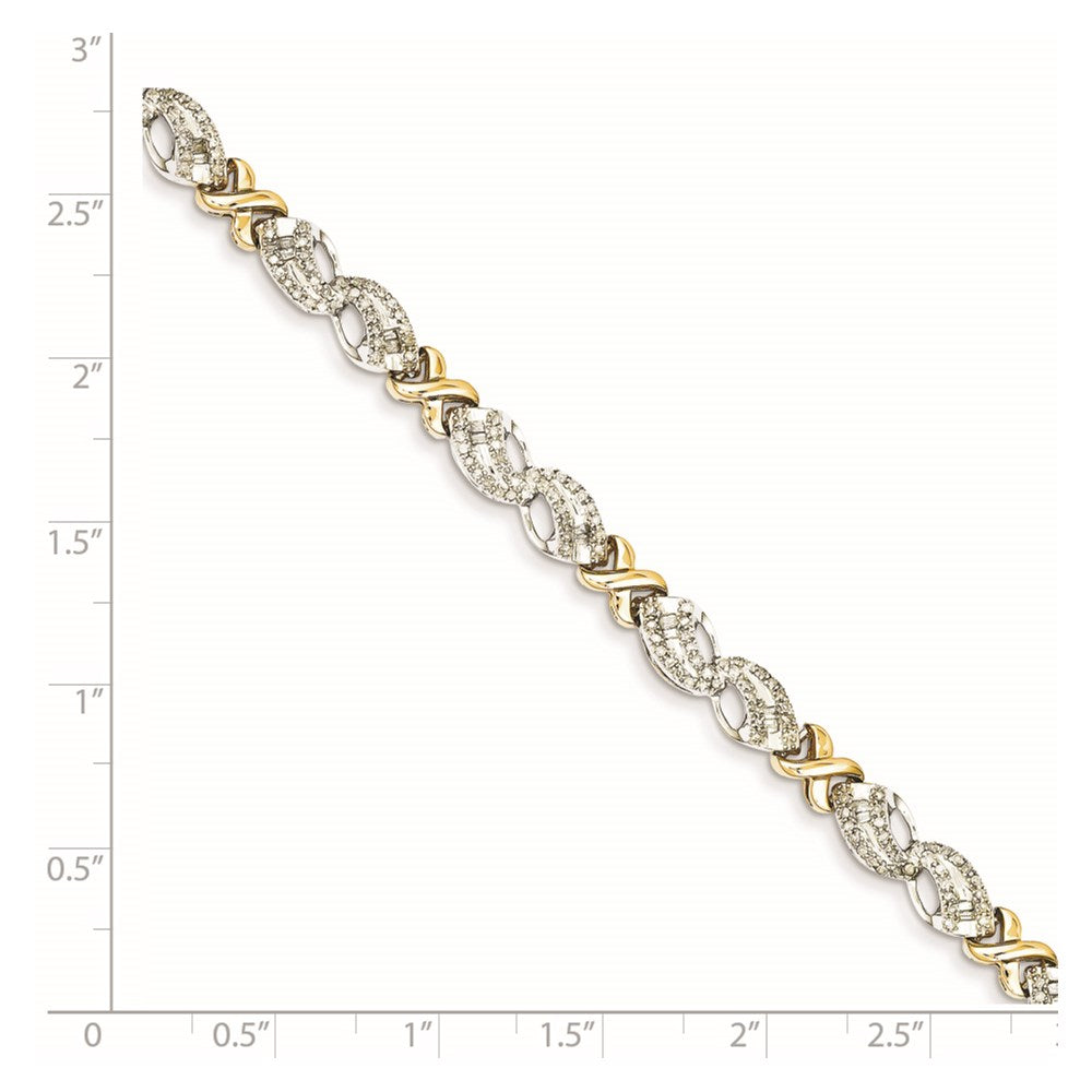 14k Two Tone Diamond X Bracelet