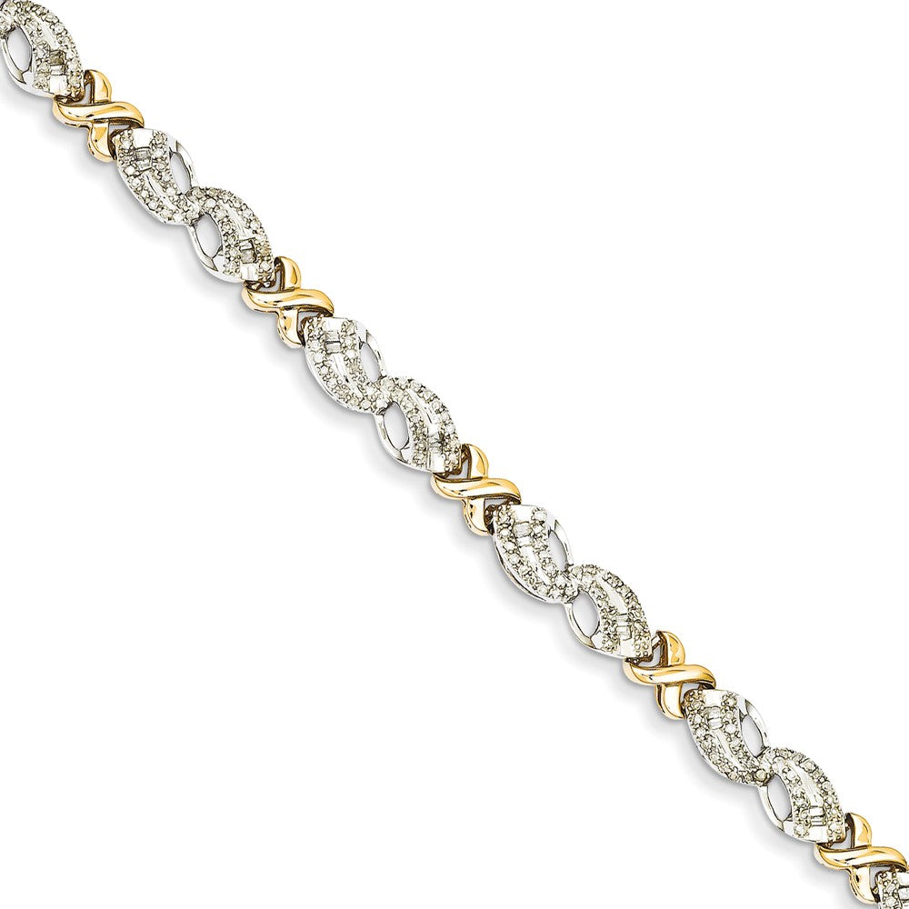 14k Two Tone Diamond X Bracelet