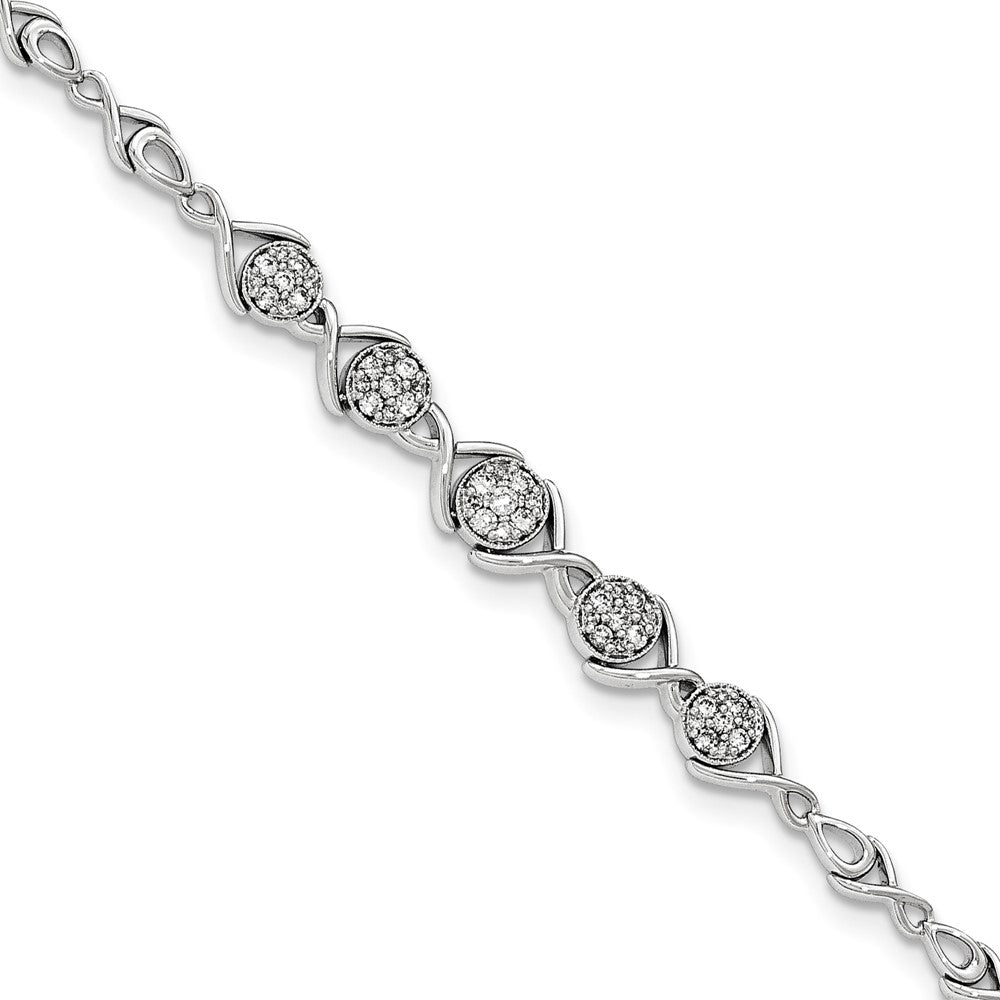 14K White Gold Polished Diamond Bracelet