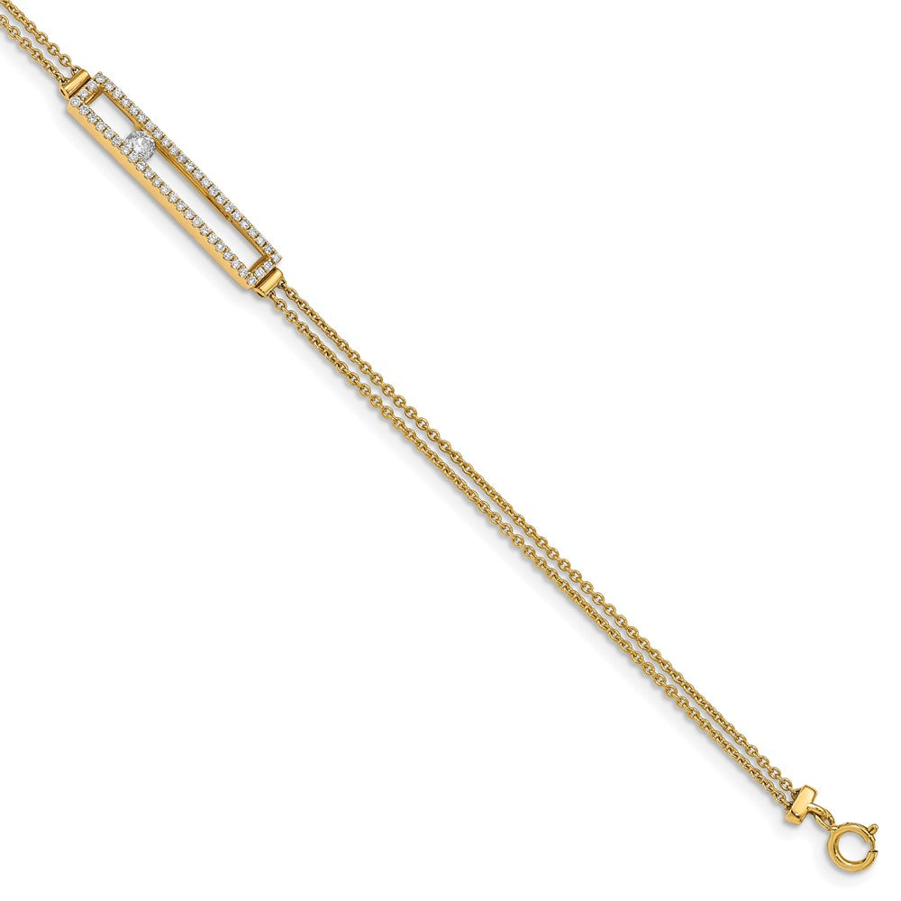 14K Gold Polished Diamond 2-Strand Bracelet