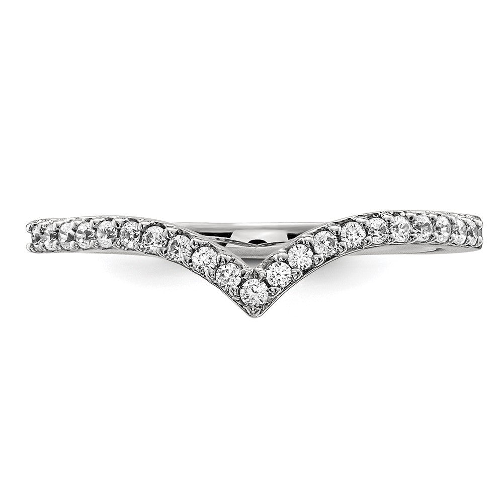 14k White Gold Diamond V Ring