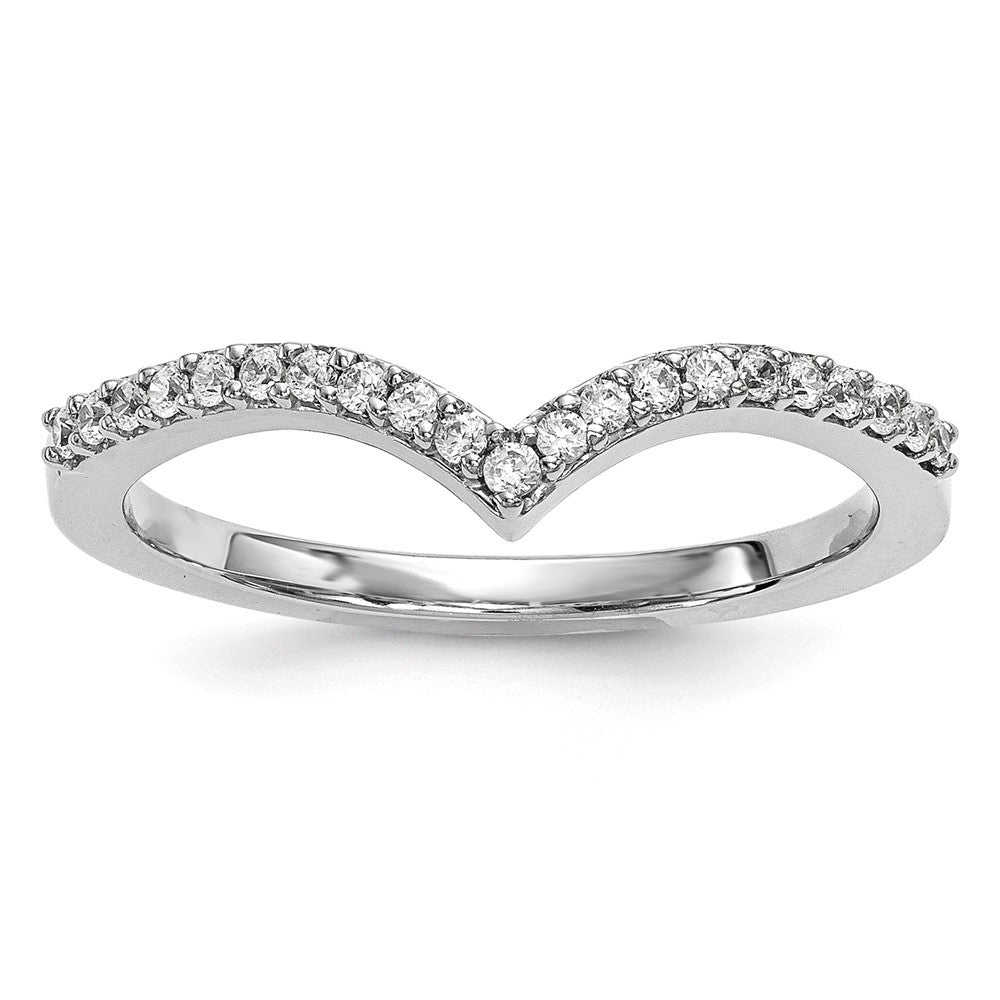 14k White Gold Diamond V Ring