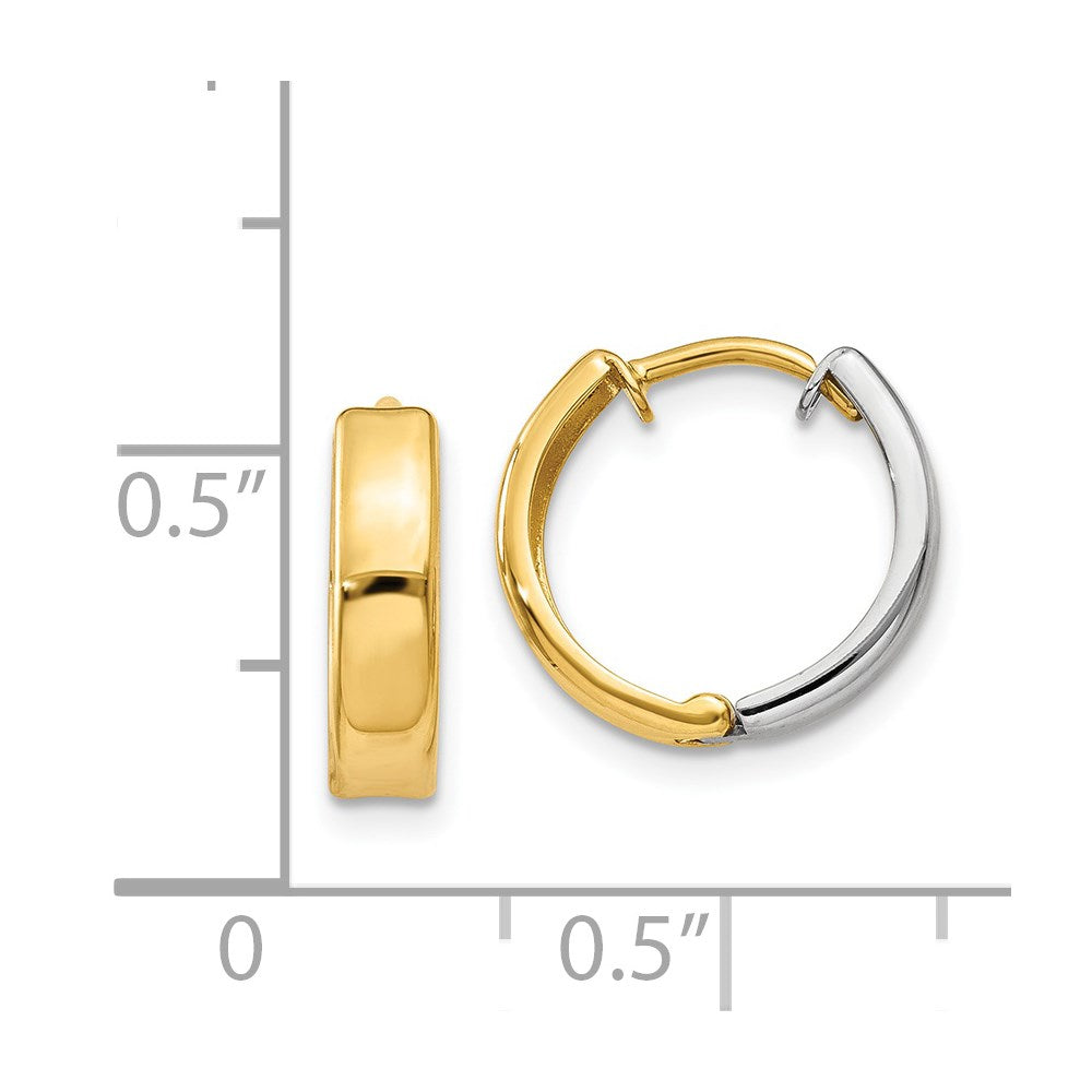 14k Two-tone Hinged Hoop Earrings