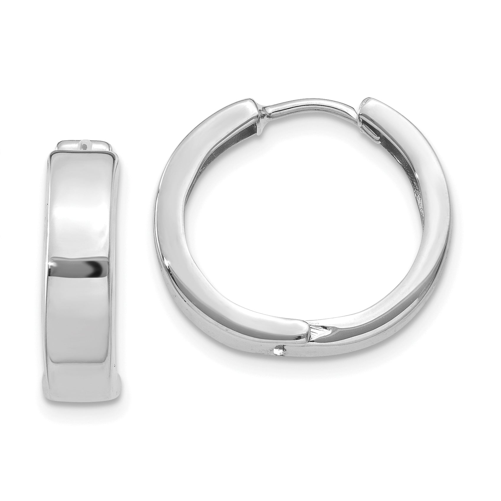 14k White Gold Hinged Hoop Earrings Y7911