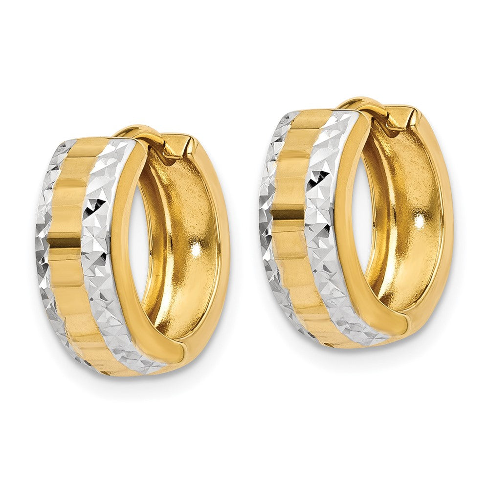 14k & Rhodium Hinged Hoop Earrings