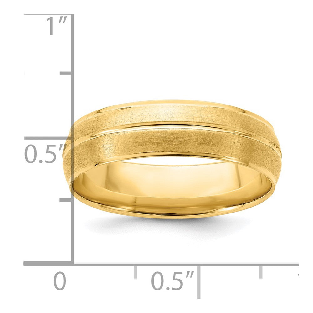 14k Yellow Gold 6mm Heavyweight Comfort Fit Brushed/Polished Center Line Wedding Band Size 10