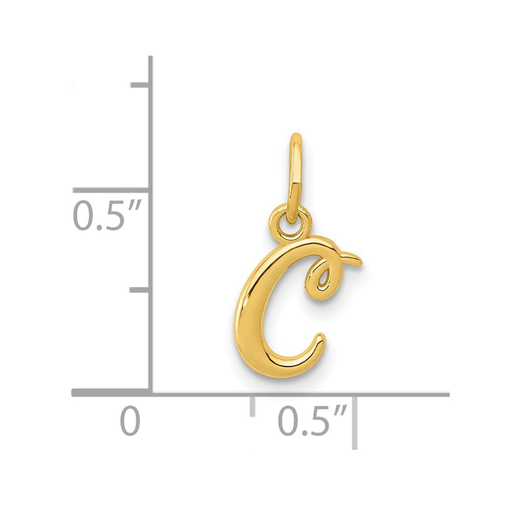 14k Yellow Gold Letter C Initial Charm