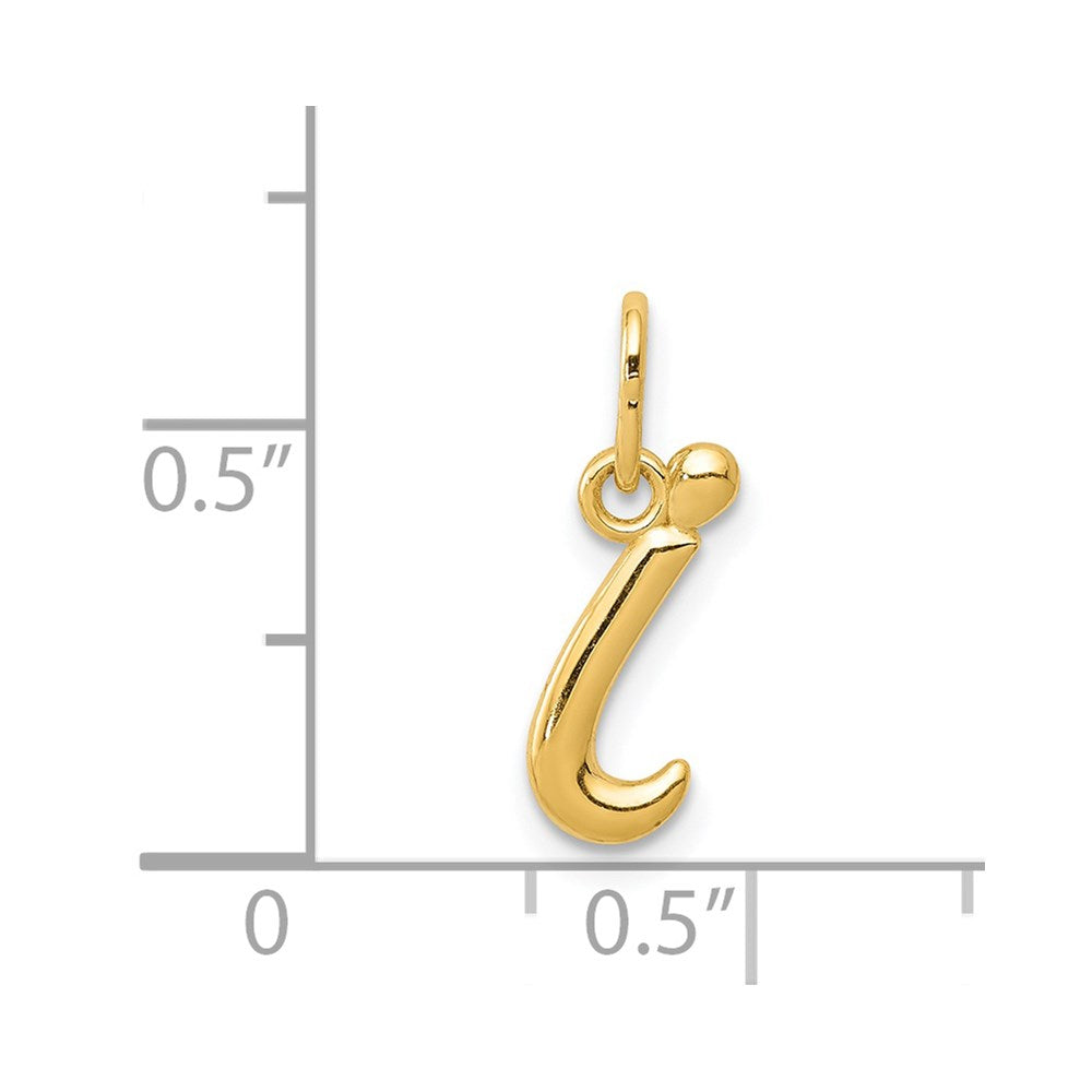 14k Yellow Gold Letter I Initial Charm