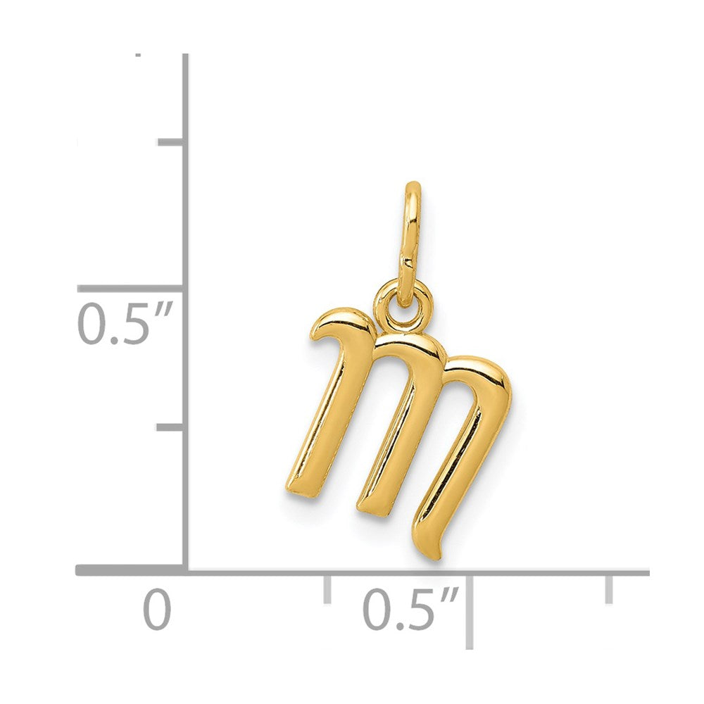 14k Yellow Gold Letter M Initial Charm